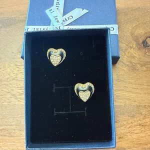 Vintage Christian Dior gold tone heart earrings (costume jewelry)